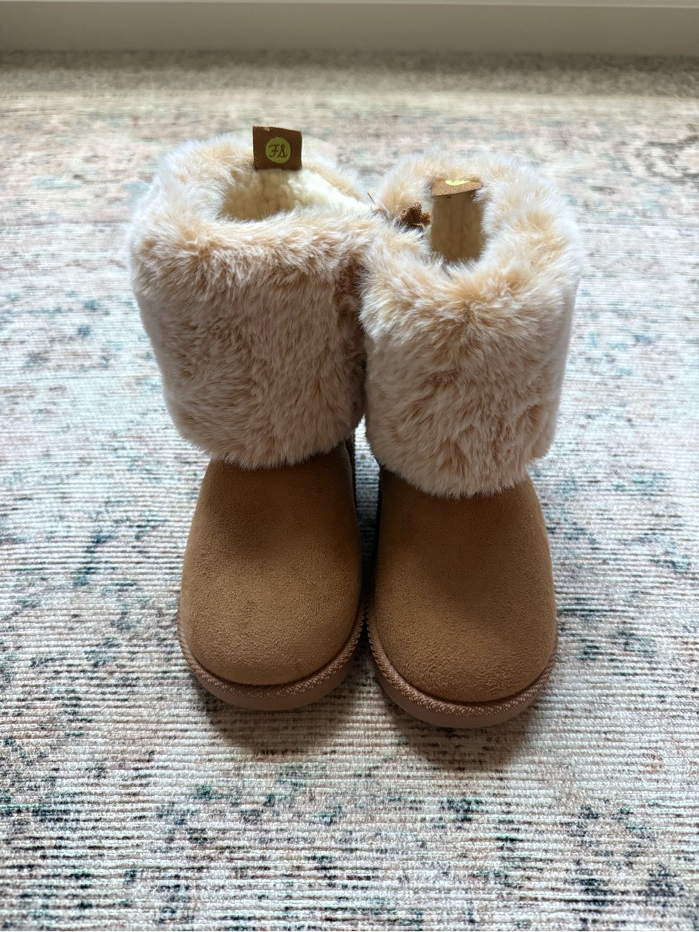 Kids Faux-Fur Cuff Winter Boots - Tan